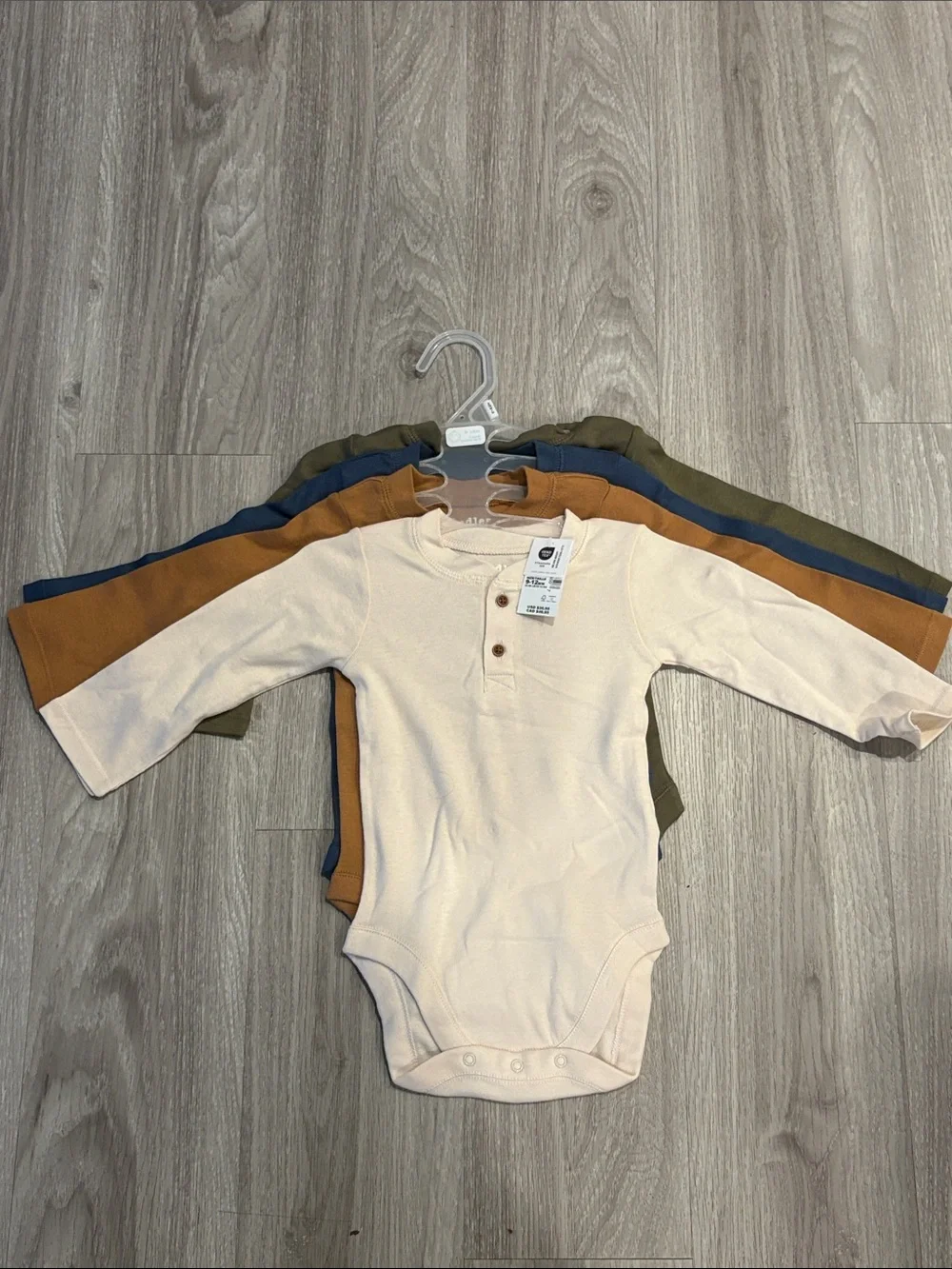 NWT Long-Sleeve Henley Baby One-Piece in 4 Colors